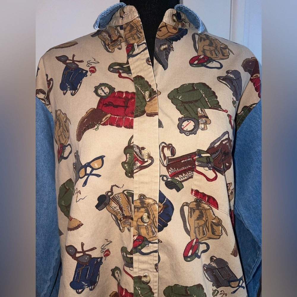 Cambridge Country Store Mens Hiking Themed Shirt Size M Hipster - Picture 2 of 4